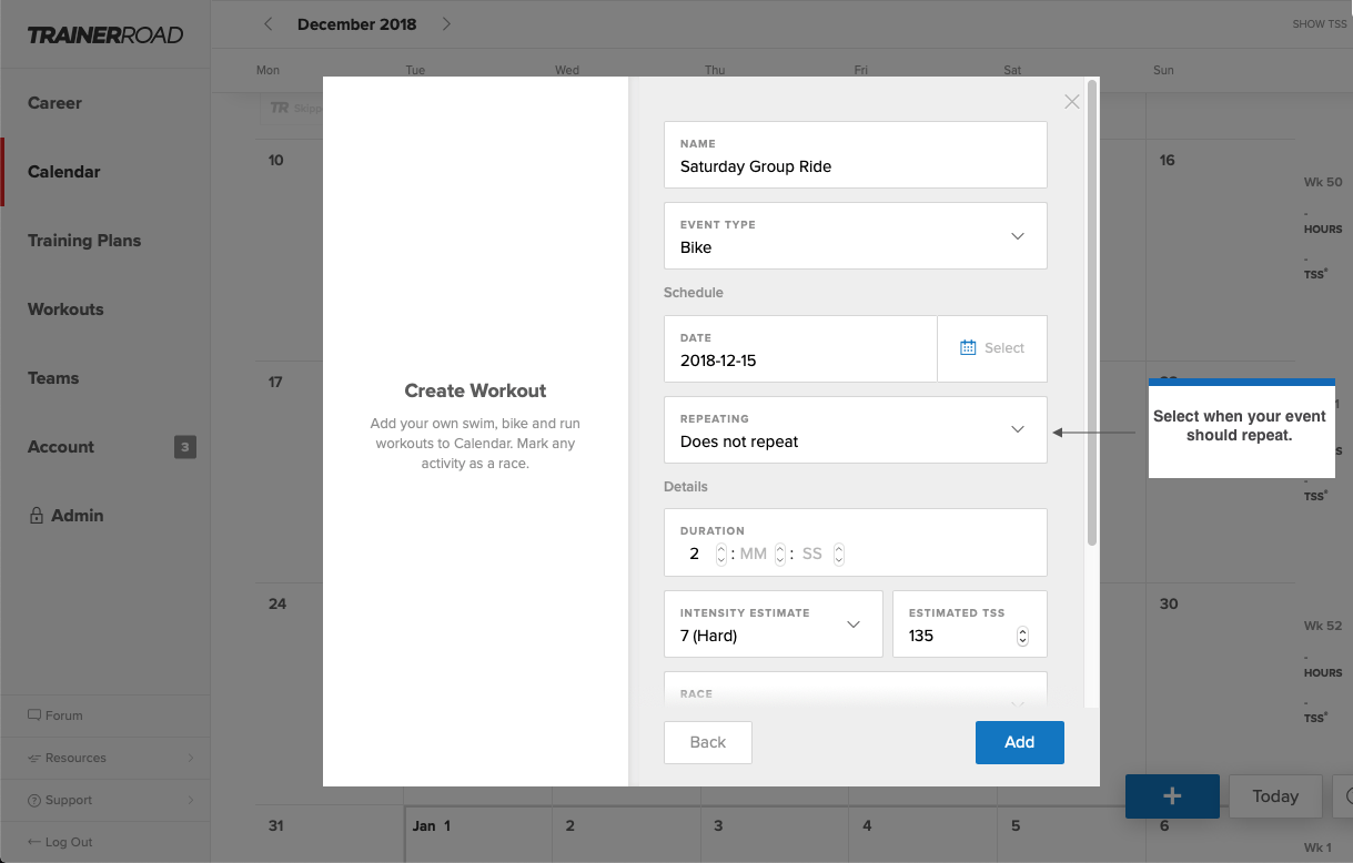 Calendar Update: Recurring Workouts! - TrainerRoad Blog