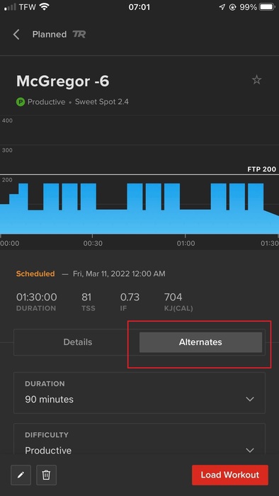 How to use Workout Alternates TrainerRoad