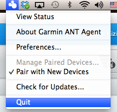 garmin ant agent workout transfer failed